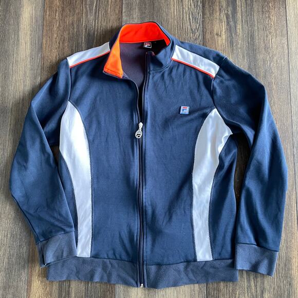 Fila Sport Womens Full Zip Athletic Track Jacket Blue White Orange Size XL - Picture 2 of 9